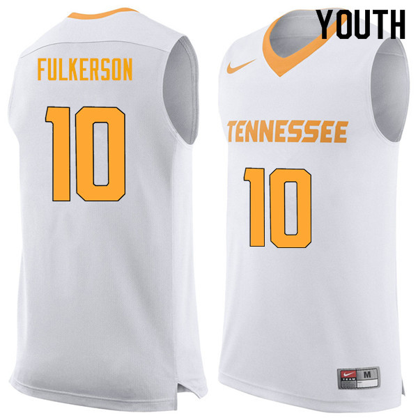 Youth #10 John Fulkerson Tennessee Volunteers College Basketball Jerseys Sale-White